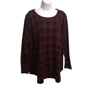 LANE BRYANT - Women’s Burgundy and‎ Navy Plaid Crew Neck Sweater - Size 18
